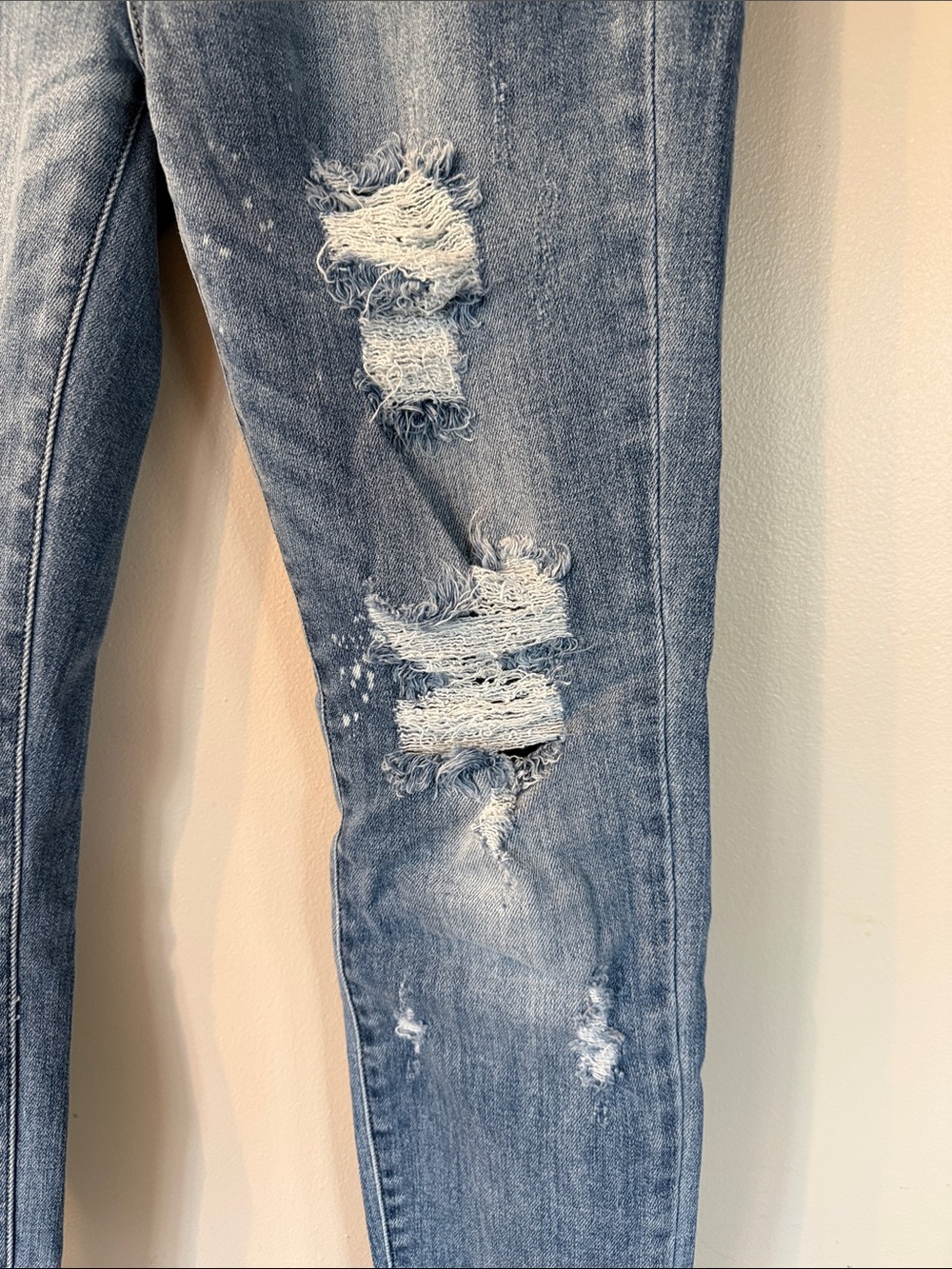 The Madison Judy Blue Light Wash Distressed Skinny Jeans - Picture 2 of 14